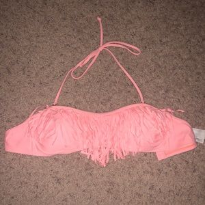 Coral Hollister bandeau fringe swimsuit top